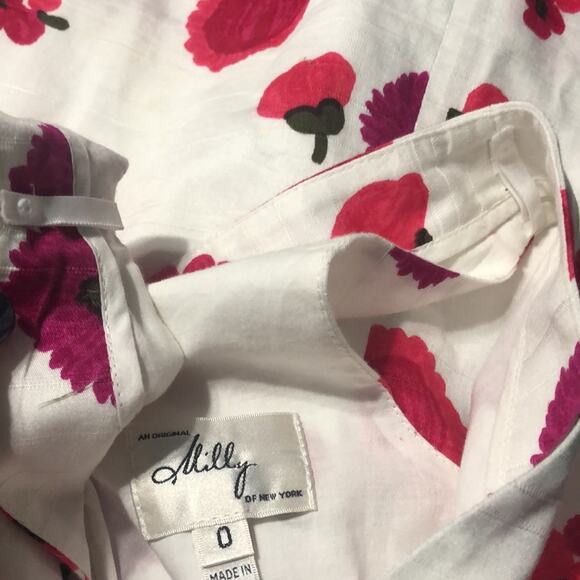Milly White Floral Print Dress Women’s Size 0 - Picture 4 of 7
